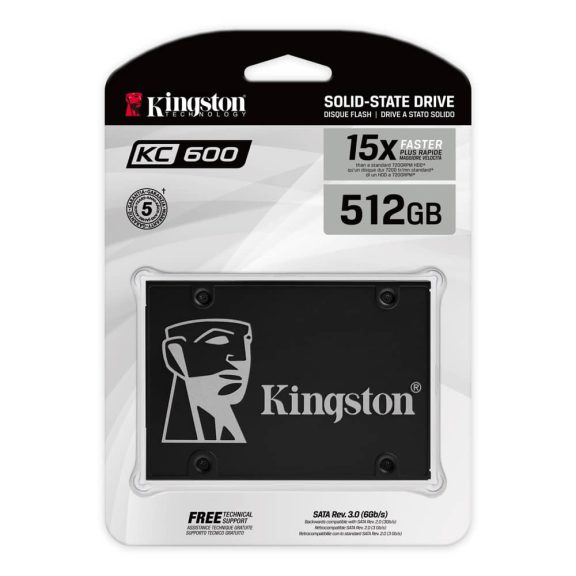 Kingston KC600 2,5" SATAIII SSD, 512GB, 550MB/s, hardveres titkosítás - SKC600/512G