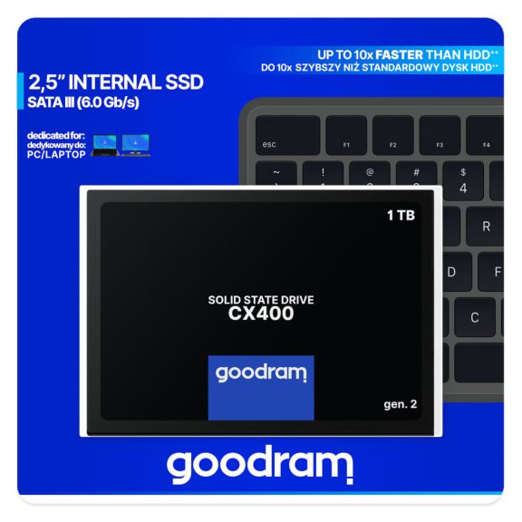 GOODRAM CX400 gen.2 SATA 2,5" SSD, 1TB, 3D NAND, SATA III - SSDPR-CX400-01T-G2
