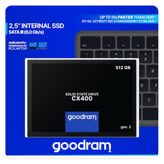 GOODRAM CX400 gen.2 SATA 2,5" SSD, 512GB, 3D NAND, SATA III - SSDPR-CX400-512-G2