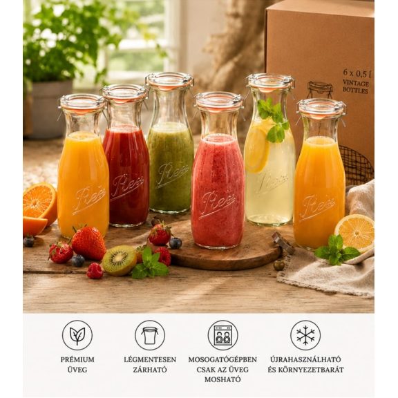 Rex prémium vintage smoothie és gyümölcslé üveg 500 ml, 6 darabos készlet