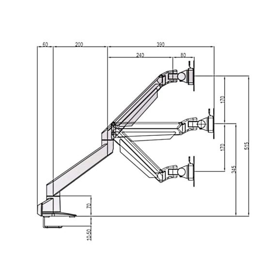 Multibrackets M VESA Gas Lift Arm Single Silver asztali monitortartó kar, 15-34", max. 10 kg, ezüst