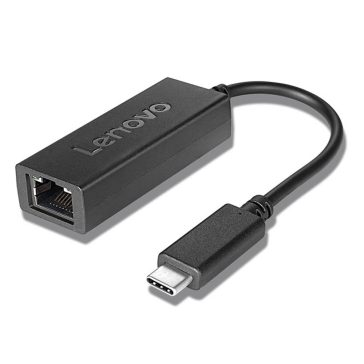   Lenovo USB-C to Ethernet Adapter hálózati átalakító, Gigabit Ethernet, RJ45 csatlakozó, LED visszajelző, fekete