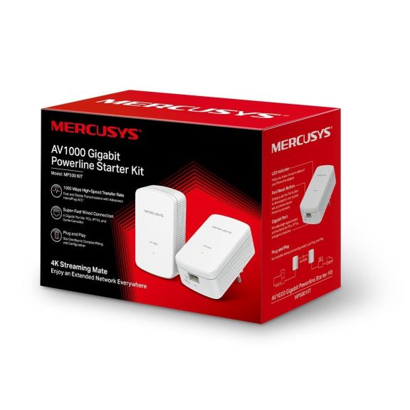 Mercusys MP500 KIT AV1000 gigabites hálózati adapter készlet, 1000 Mbps, 300 m