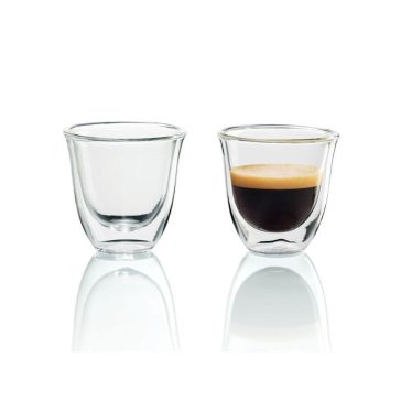   DeLonghi duplafalú espresso pohár, 90 ml, hőszigetelt, boroszilikát üveg, 2db
