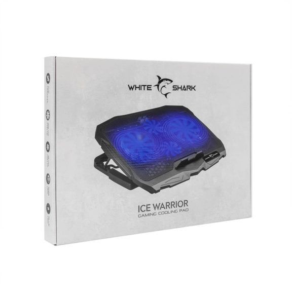 White Shark ICE WARRIOR notebook hűtőpad, 2 ventilátoros, USB hub, fekete