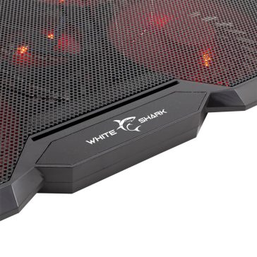   White Shark ICE WIZARD notebook hűtőpad, 5 ventilátoros, USB hub, fekete piros