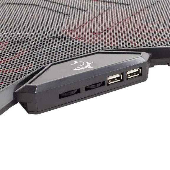 White Shark ICE WIZARD notebook hűtőpad, 5 ventilátoros, USB hub, fekete piros