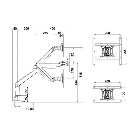 Multibrackets M VESA Gas Lift XL Single White asztali monitortartó kar, 15-38", max. 10 kg, fehér