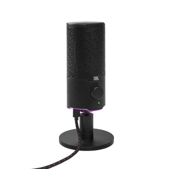 JBL Quantum Stream USB kondenzátormikrofon, 2 x 14 mm, 96 kHz, kardioid/körsugárzó, RGB, fekete