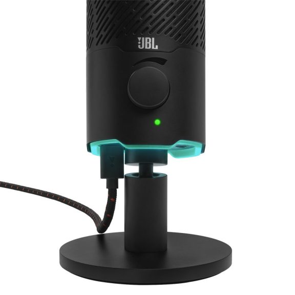 JBL Quantum Stream USB kondenzátormikrofon, 2 x 14 mm, 96 kHz, kardioid/körsugárzó, RGB, fekete