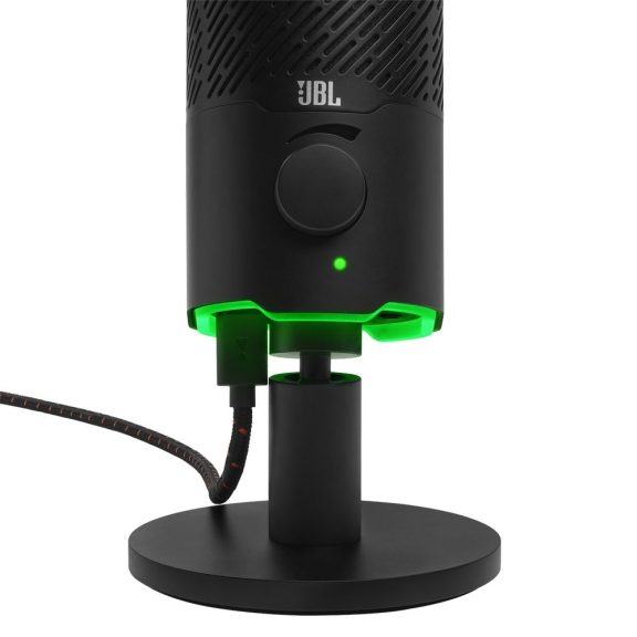 JBL Quantum Stream USB kondenzátormikrofon, 2 x 14 mm, 96 kHz, kardioid/körsugárzó, RGB, fekete