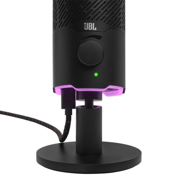 JBL Quantum Stream USB kondenzátormikrofon, 2 x 14 mm, 96 kHz, kardioid/körsugárzó, RGB, fekete