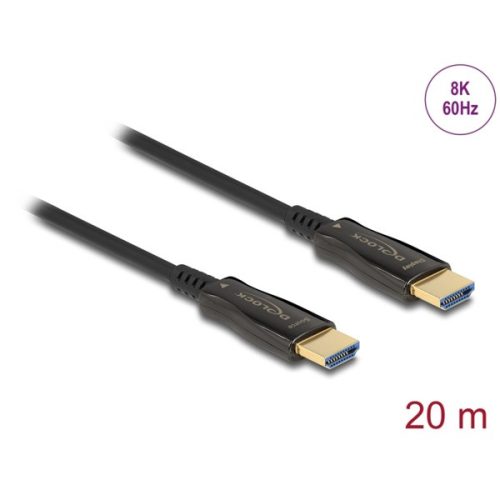 DELOCK kábel HDMI 2.1 male / male összekötő 48 Gbps aktív optikai 8K 60Hz 20m