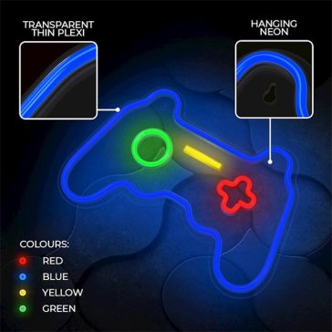  FOREVER LIGHT Neon LED dekorációs lámpa GAMEPAD multicolor, szabályozható, USB, be/ki  kapcsoló, , falra szerelhető