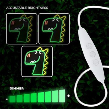  FOREVER LIGHT Neon LED dekorációs lámpa JURASSIC DINO zöld, szabályozható, USB, be/ki  kapcsoló,  falra szerelhető