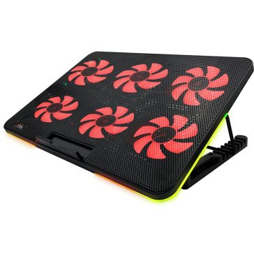   FroggieX laptop hűtő állvány, 6 ventilátor, RGB világítás, állítható dőlésszög, fekete - FX-PC-P2-R