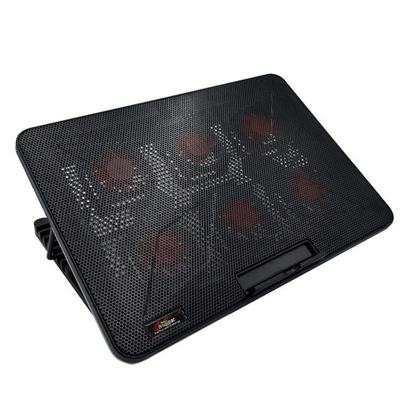 FroggieX laptop hűtő állvány, 6 ventilátor, RGB világítás, állítható dőlésszög, fekete - FX-PC-P2-R