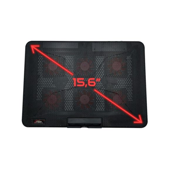 FroggieX laptop hűtő állvány, 6 ventilátor, RGB világítás, állítható dőlésszög, fekete - FX-PC-P2-R