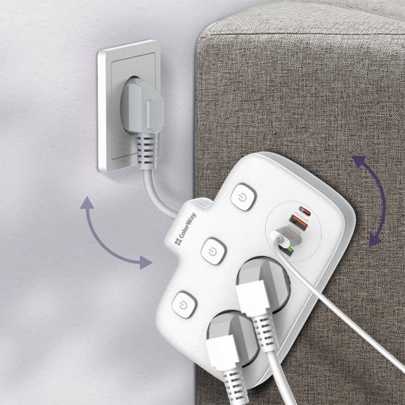 ColorWay hálózati elosztó, 2x220V, 3xUSB-A, 1xUSB-C PD, gyors­töltés, fehér - CW-CHE24PDW