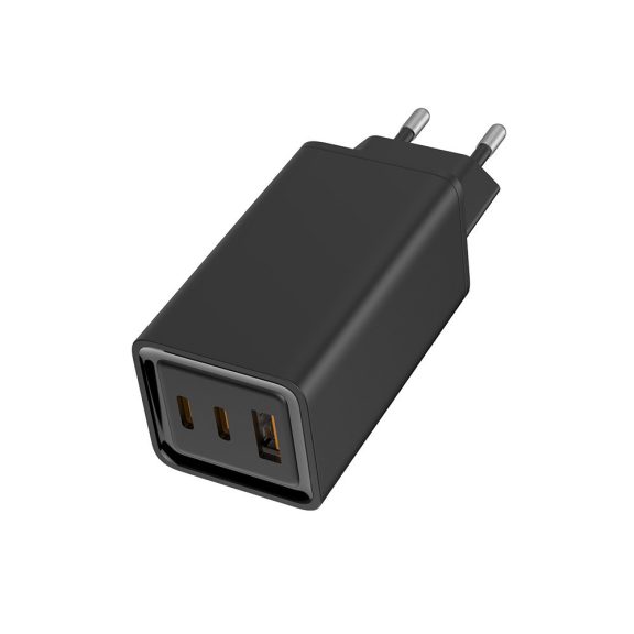ColorWay CW-CHS039PD-BK GaN3 Pro hálózati gyorstöltő 65 W, 2x USB-C, USB-A, Power Delivery, fekete