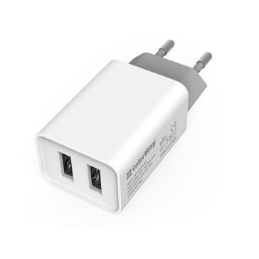   ColorWay CW-CHS015-WT hálózati USB töltő 2x USB-A, Auto ID, 10 W, fehér