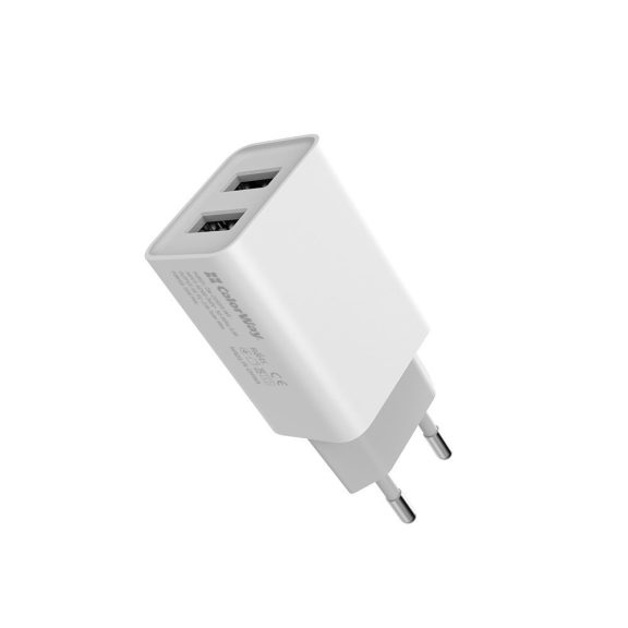 ColorWay CW-CHS015-WT hálózati USB töltő 2x USB-A, Auto ID, 10 W, fehér