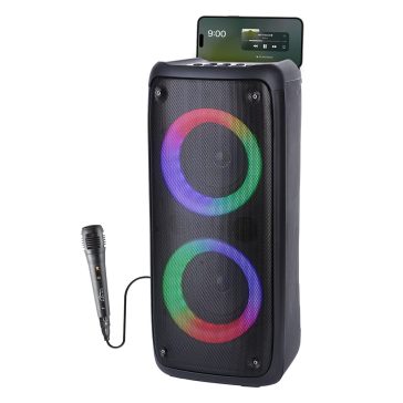   Media-Tech FUNBOX BT MT3181 Bluetooth hangszóró, 40W RMS, karaoke, mikrofonnal, RGB, fekete 