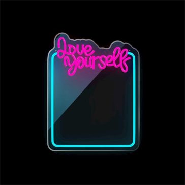   FOREVER LIGHT Neon világító LED tükör, LOVE YOURSELF, USB, be / ki kapcsoló, időzítő, 2 m kábel, 2év garancia