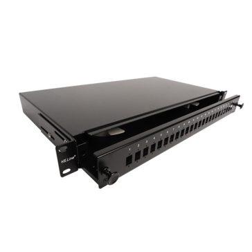   KELINE optikai patch panel kihúzható, 1U, 24xSC, LC duplex, LSH(E2000) toldó számára