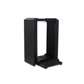   FroggieX PlayStation 4 töltő és lemeztároló torony, 2 kontroller töltés, 12 lemezes tároló, fekete - FX-P4-C1-B