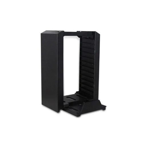 FroggieX PlayStation 4 töltő és lemeztároló torony, 2 kontroller töltés, 12 lemezes tároló, fekete - FX-P4-C1-B