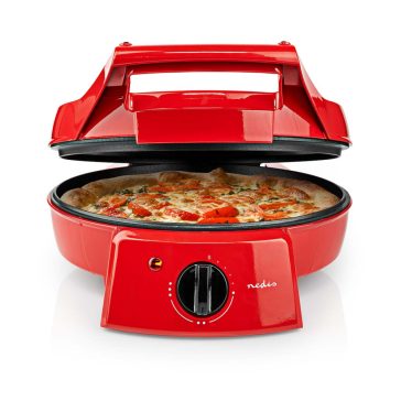   Nedis FCPM100FRD pizza sütő és grill, 30 cm átmérő, állítható hőfokszabályzó, 1800 W 