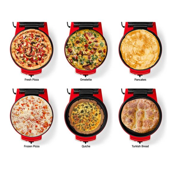 Nedis FCPM100FRD pizza sütő és grill, 30 cm átmérő, állítható hőfokszabályzó, 1800 W 