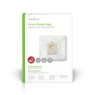   Nedis porszívó porzsák 12 db, szintetikus, Philips / Electrolux-hoz - DUBG220AEP12