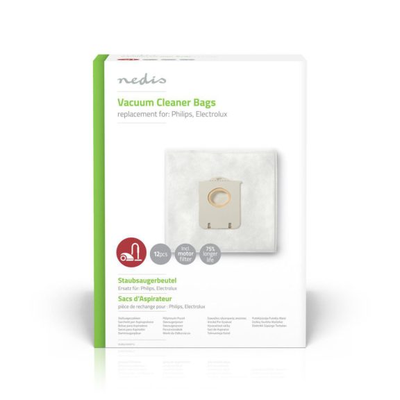 Nedis porszívó porzsák 12 db, szintetikus, Philips / Electrolux-hoz - DUBG220AEP12