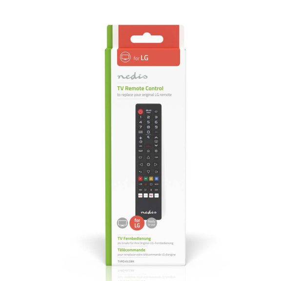 Nedis TVRC45LGBK fekete LG TV csere távirányító Netflix, Amazon Prime, Disney+ és Rakuten gombokkal