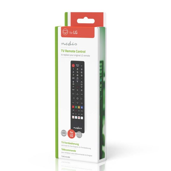 Nedis TVRC45LGBK fekete LG TV csere távirányító Netflix, Amazon Prime, Disney+ és Rakuten gombokkal