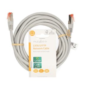 Nedis CCGL85220GY50 CAT6 hálózati kábel, 5 méteres, szürke, aranyozott RJ45 csatlakozókkal