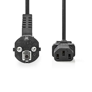 Nedis CEGL10000BK20 2 méteres fekete tápkábel, földelt dugóval és IEC-320-C13 csatlakozóval