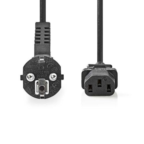 Nedis CEGL10000BK30 3 méteres fekete tápkábel, földelt dugóval és IEC-320-C13 csatlakozóval