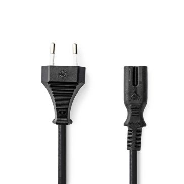 Nedis CEGL11040BK20 2 méteres fekete Euro tápkábel, IEC-320-C7 csatlakozóval