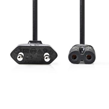 Nedis CEGL11040BK20 2 méteres fekete Euro tápkábel, IEC-320-C7 csatlakozóval