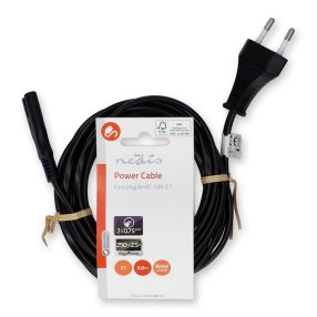 Nedis CEGL11040BK30 3 méteres fekete Euro tápkábel IEC-320-C7 csatlakozóval
