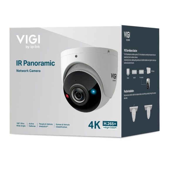 TP-Link VIGI InSight S485PI hálózati kamera, 8MP, 180° panoráma, éjjellátás, riasztófény, fehér