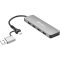 Sandberg 136-63 USB-C/A USB 3.0 elosztó, 4 USB-A port, alumínium, ezüst/fekete