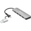 Sandberg 136-63 USB-C/A USB 3.0 elosztó, 4 USB-A port, alumínium, ezüst/fekete