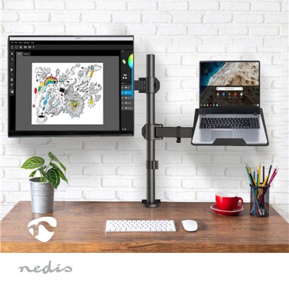 Nedis MMSISNB110BK asztali monitor és notebook tartó állvány, 15-32", max. 8 kg, fekete