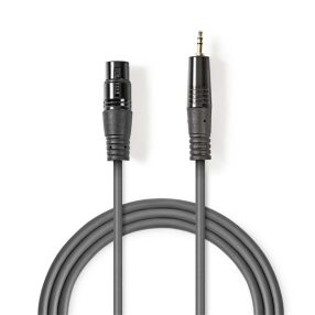   Nedis COTH15320GY10 félprofi audio kábel, 3,5mm sztero jack dugó - 3p XLR aljzat, hossz 1m, rugalmas