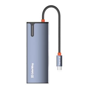   COLORWAY USB-elosztó (dokkolóállomás) CW-HUB02, USB-C 6-B-1 Type C PD 100W/USB3.0?3/HDMI 4?/RJ45