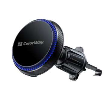   ColorWay CW-CHMW041Q-BK MagSafe autós telefontartó 15 W vezeték nélküli töltéssel, 360° forgatható, fekete